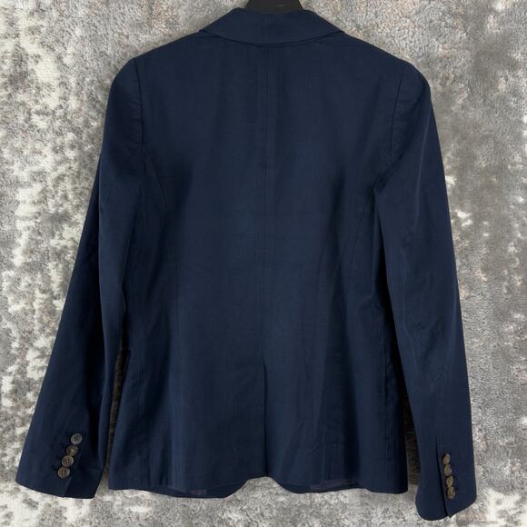 J Crew Womens Size 2 V Neck Blazer Jacket Navy Long Sleeve Button Lined - Picture 5 of 9